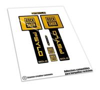 REF:VP651 Stickers compatible with fork ROCK-SHOX PSYLO GOLD 2025 MTB, stickers, stickers, stickers, vinyls for mountain bikes. (CHROME GOLD)