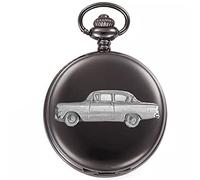 refA22 Op Olympia 2 Door 3D Pewter Effect Car Design on a Polished Black case Men's Gift Quartz Pocket Watch fob