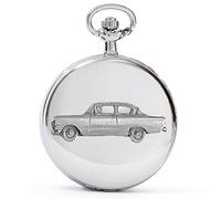 refA22 Op Olympia 2 Door 3D Pewter Effect Car Design on a Polished Silver case Men's Gift Quartz Pocket Watch fob