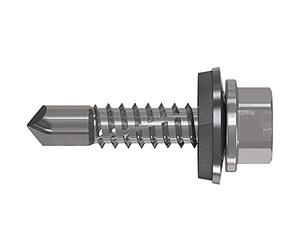 Refabo Self-Tapping Screws RP-K Plus Drilling Screws 5.5 x 32 mm with Hex Head and E16 Seal, Clamping Range 1-14 mm, Bi-Metal A2, Steel - Pack of 100