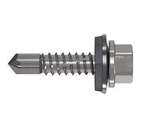 Refabo Self-Tapping Screws RP-K Plus Drilling Screws 5.5 x 50 mm with Hex Head and E16 Seal, Clamping Range 12-30 mm, Bi-Metal A2, Steel - Pack of 100