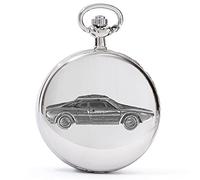 RefB1 Dino 308 gt4 3D Pewter Effect Car Design on a Polished Silver case Men's Gift Quartz Pocket Watch fob