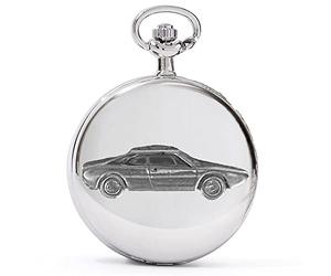 RefB1 Dino 308 gt4 3D Pewter Effect Car Design on a Polished Silver case Men's Gift Quartz Pocket Watch fob