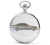 refB4 Beema 3 Series Saloon 3D Pewter Effect Car Design on a Polished Silver case Men's Gift Quartz Pocket Watch fob