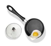 Refein 12cm Small Frying Pan for One Egg, Mini Stainless Steel Frying Pan Non Stick with Glass Lid, Portable Pancake Omelet Pan Camping Pan for Gas Stove Induction Hob, Heat- Resistant Handle
