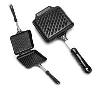 Refein Camping Toastie Maker for Gas Stove, Double Sided Frying Pan Sandwich Toaster with Heat-Resistant Handle Non-Stick Stovetop Sandwich Maker for Outdoor Breakfast Cooking