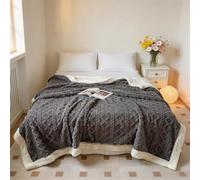 Refein Fleece Throw Blanket Double, Soft Cozy Jacquard Flannel Blankets for Bed Sofa and Couch Fuzzy Warm Blanket Large Thick Blanket for All Season Use, 200x230cm (Gray)