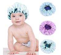 Refein Silk Bonnet Satin Bonnet, Silk Hair Wrap for Sleeping, Dual-Layer Reversible Night Sleep Cap Head Cover Bathing Hat for Girls Kids Light Blue