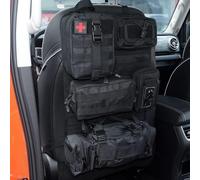 Refein Tactical Car Seat Back Organiser with 5 Detachable Storage Bag, Upgrade Tactical Molle Car Backrest Protector Van Seat Organiser Waterproof for Truck Ford Jeep SUV Vehicle Car Accessories
