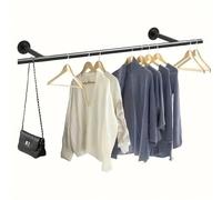 Refein Wall Mounted Clothes Rail, 150cm Industrial Pipe Clothes Bar Rack