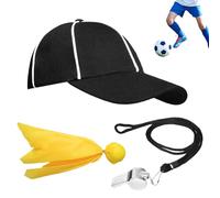 Referee Accessories Costume - Multi-functional Set With Hat Flag And Whistle | Referee Penalty Flag And Whistle | for Baseball Basketball Football Volleyball Halloween Cosplay Stage Performances