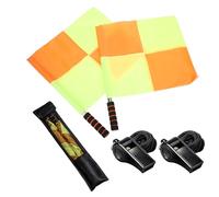 Referee Flags, Referee Kit, 5 Pcs Referee kit with 2 Flags and 2 Whistles and 1 Storage Bag, Essential Equipment for Football Matches and Leagues, Complete for Easy Transport, for Football Enthusiasts