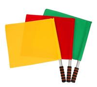 Referee Flags Traffic Flag with Stainless Steel Flagpole and Handle | Polyester Cotton Signal Fabric, Rounded Corners, Anti-slip Sponge Grip, 180 Grams, for Events, Racing Games and Parking