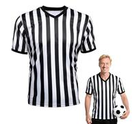 Referee Shirt, V-Neck Referee Costume Women & Men Black & White Stripe Uniform Basketball, Football, and Halloween (M)
