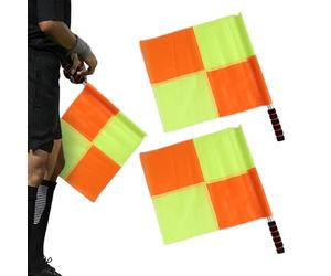 Referee Signal Flags - Bright Orange Yellow, Comfortable Sponge Grip, Stainless Steel Handle, Professional Sports Accessory | Suitable for Football Volleyball Matches School Tournaments Refereeing Tra