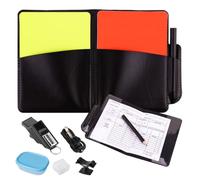 Referee Suit, Whistle Suit, Referee Card Suit, Red and Yellow Card Clip, Scorebook, Whistle Storage Box Contains Mouth Guard Finger Clips, Suitable for Football Matches, Sports Matches, Coaches