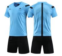 Referee Uniforms Youth Mens, Soccer Referee Jersey Set Referee Clothing Uniforms (Blue, Asian Size 2XL = European Size L)