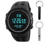 Referee Watch with Stopwatch Function, Referee Whistle Set in Black and Silver Finish, Digital Timepiece for Sports Officials and Timing Events, Professional Match Accessories for Football and Basketb