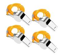 Referee Whistle, Pack of 4 Stainless Steel Sports Whistles with Lanyard, Emergency Whistle, Metal Professional Referee Whistle, Great Loud and Clear Sound Whistle