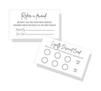 Referral & Loyalty Discount Card | 50 Pack | 3.5 x 2" inches Business Card Size | Business Referrals | Loyalty Punch Cards | Black and White Minimalist Design with Soft Pink Accent 10% 50% discount