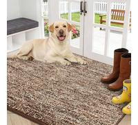 REFETONE Indoor Doormat, Front Door Mat 36"x60" Absorbent Rubber Backing Non Slip Door Mats, Washable Low-Profile Inside Floor Mat Door Rugs for Entryway, Resist Dirt Mud Mat for Dogs, Coffee/Brown