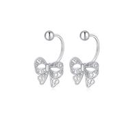 Reffeer 925 Sterling Silver Bow Half Hoop Earrings for Women Earrings Bowknot Hoop Earrings Open Hoops (A-Silver)