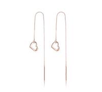 Reffeer 925 Sterling Silver Love Heart Threader Earrings Tassel Chain for Women Earrings Dangle Earrings Long Drops (C-Rose Gold Plated)