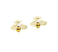 Reffeer Solid 925 Sterling Silver Bumble Bee Earrings Stud for Women Earrings Small Cute Earrings Freshwater Pearl Bee Earrings