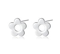 Reffeer Solid 925 Sterling Silver Cute Flower Earrings Stud for Women Teen Girls Earrings Pretty Studs Earrings (A-Silver)