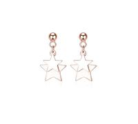 Reffeer Solid 925 Sterling Silver Double Star Stud Earrings Drops for Women Earrings Tiny Star Drop Earrings Studs (C-Rose Gold Plated)