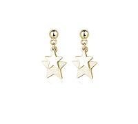 Reffeer Solid 925 Sterling Silver Double Star Stud Earrings Drops for Women Earrings Tiny Star Drop Earrings Studs