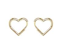 Reffeer Solid 925 Sterling Silver Heart Earrings Hoop Minimalist Sleeper Huggie Earrings For Women Earrings (B-18K Gold Plated)