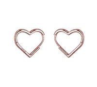 Reffeer Solid 925 Sterling Silver Heart Earrings Hoop Minimalist Sleeper Huggie Earrings For Women Earrings (C-Rose Gold Plated)