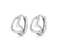 Reffeer Solid 925 Sterling Silver Love Heart Huggie Earrings Hoops for Women Earrings Tiny Heart Hoop Earrings (A-Silver)