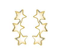 Reffeer Solid 925 Sterling Silver Star Crawler Earrings Wrap for Women Earrings Star Climber Earrings Piercings Cuff Studs (B-18K Gold Plated)