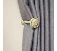 Refila Camomile Curtain Holdbacks (Set of 2),Curtain Tiebacks, Wall Hook, Tassel Holder (Vintage White)