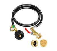 Refill Adapter Hose with Pressure Gauge and Control Valve,3FT Solid Brass and Rubber Construction for Outdoor BBQ and Heating,for Large Tanks and 1 lb Cylinders