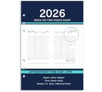 Refill Diary 2026 - Diary 2026 Page a Day, 6-Hole Punched, Week on Two Pages 148 x 210 mm Monday Start, January 2026 - December 2026, Blue