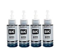 Refill Dye Ink compatible with Epson L101 L111 L130 L201 L211 L200 L655 | Dye ink refill compatible with Epson L-Series printers. 70ML per bottle, compatible with T6721-T6724.(4 Black)