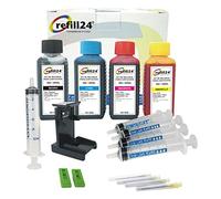 Refill Kit for HP 304 Ink Cartridges, 304 XL Black and Colour, Includes Clip and Accessories + 400 ml Ink