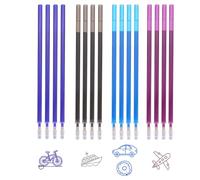 Refill Set Compatible with Legami Refills - Pack of 16 Cartridges for Gel Pens, 4 Blue, 4 Black, 4 Turquoise, 4 Purple, Erasable Rollerball Pen Refill with 0.7 mm Tip, Height 13 cm