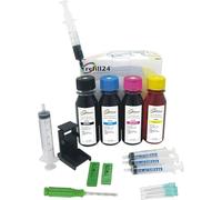 refill24 Refill Kit Compatible Canon PG-575 CL-576, PG-575 CL-576 XL for Black and Colour Ink Cartridges, Includes Clip and Accessories + Instructions + 400 ml Ink Compatible with Pixma TS TR
