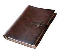 Refillable A5 Leather Notebook, Reusable Leather Journal, Vintage Organizer with 6 Ring Metal Binder, 120 Pages Lined Paper and Pocket, for Writer, Business, Work, Study