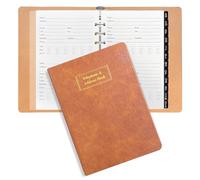 Refillable Address Book with Alphabetical Tabs for Christmas Cards Gift Tracker, Hardcover Phone Book 384 Contact Book, Password Combo Book, Large Print Address Books for Seniors, A5, Brown