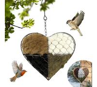 Refillable Bird House Nesting Box, Handmade Heart Shaped Bird Nest Made of Alpaca Fibre, Handmade Heart Bird Nest Made of Natural Fibres, Bird Nest Material Holder, for Balcony, Garden, Patio