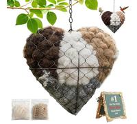 Refillable Bird House Nesting Box, Handmade Heart Shaped Bird Nest Made of Alpaca Fibre, Handmade Heart Bird Nest Made of Natural Fibres, Bird Nest Material Holder, for Balcony, Garden, Patio