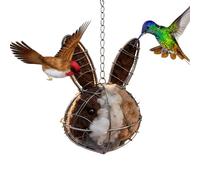 Refillable Bird Nest Material - Weatherproof Holder, Durable Cage Accessory with Easy Fill Design, Natural Nesting Bedding for Sparrows Robins Warblers, Outdoor Garden Patio Tree Yard Spring Winter