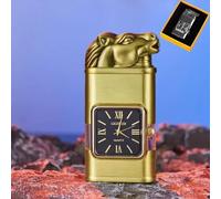 Refillable Butane Gas Lighters,Cool Lighters,Men's Cool Dual Flame Lighter Torch And Soft Flame Wind-Proof Lighter Vintage Watch Bezel Jet Flame Torch(Gold1)