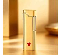 Refillable Butane Lighter, Portable Windproof Flame with Adjustable Fire Wheel, Ideal for Outdoor Activities and Everyday Use, Slim Design for Easy Carry