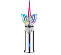 Refillable Butane Lighter - Windproof Jet Flame, Glow in the Dark Portable Design for Camping Trips (Fuel Not Included)